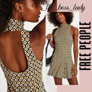 Free People Check It Mini Dress Black Combo size M